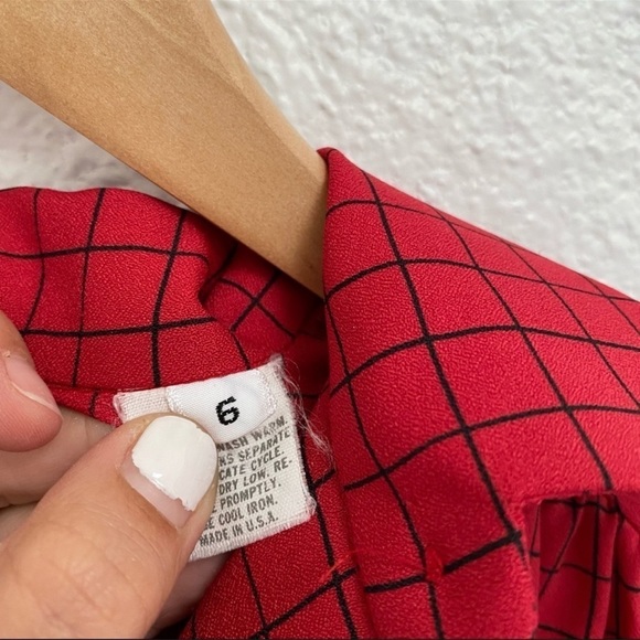 𝅺vtg 6 Lanvin dress couture gingham square vintage silk checkered pinup 60s 70s - Picture 8 of 16